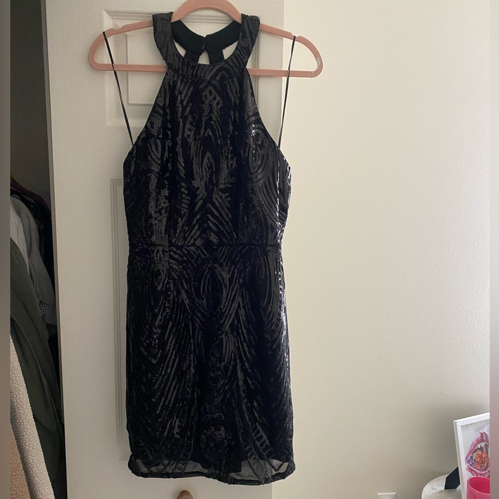 Black sequin cocktail dress